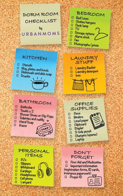 checklist for university dorm room