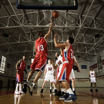 Player Attempting to Get Rebound