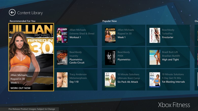 Xbox Fitness ContentLibrary