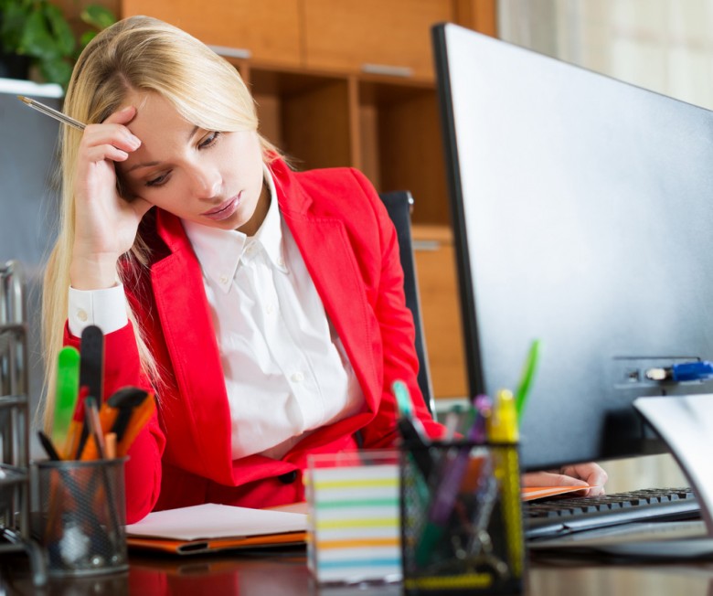 woman tired at work