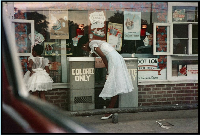 Photo credit: Drinking Fountains, Mobile, Alabama, 1956, archival pigment print, printed later, courtesy and copyright of the Gordon Parks Foundation