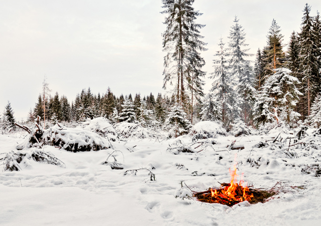 winter campfire