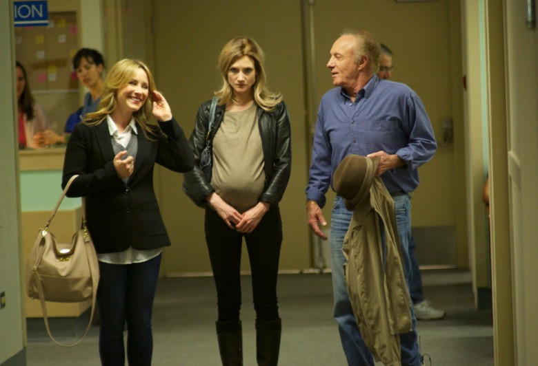 Ruth's sister, Hilary (Lisa Durupt) and her father, Walter (James Caan), take Ruth (Sonja Bennett) for an ultrasound as a surprise present. Photo by Michael Hall. Courtesy of Mongrel Media.