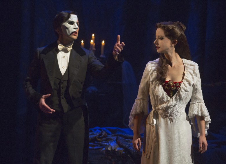 “Music of the Night” (From L) Chris Mann as The Phantom and Katie Travis as Chris tine Daaé. Photo: Matthew Murphy