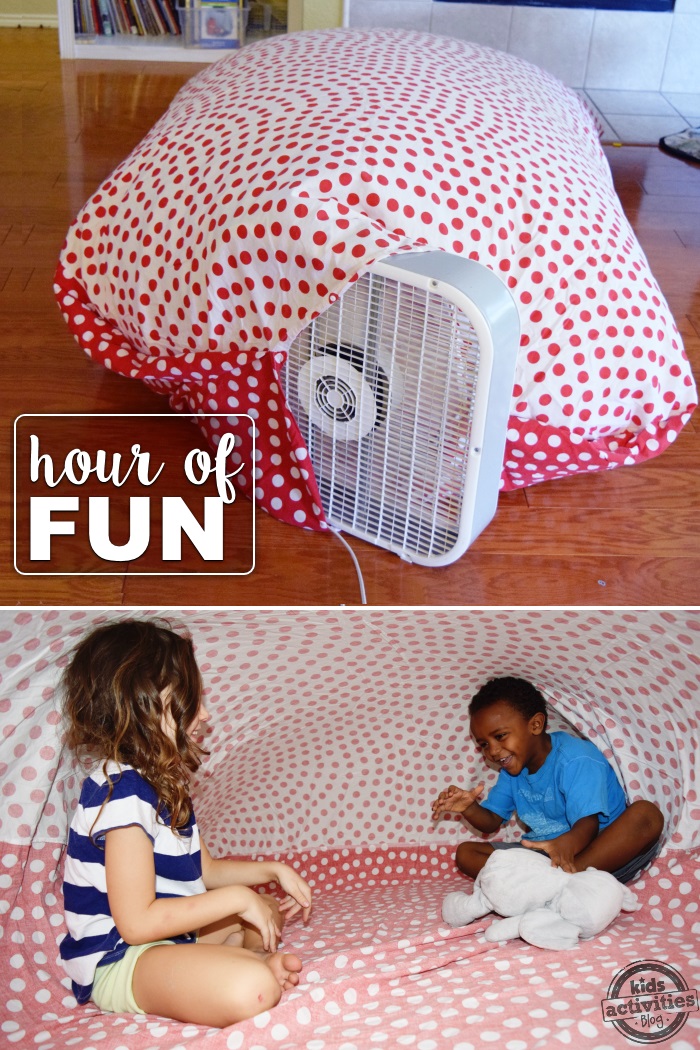 blow up fort with fan