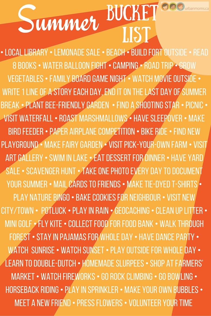 Plan This EPIC Summer Bucket List Right Now! UrbanMoms